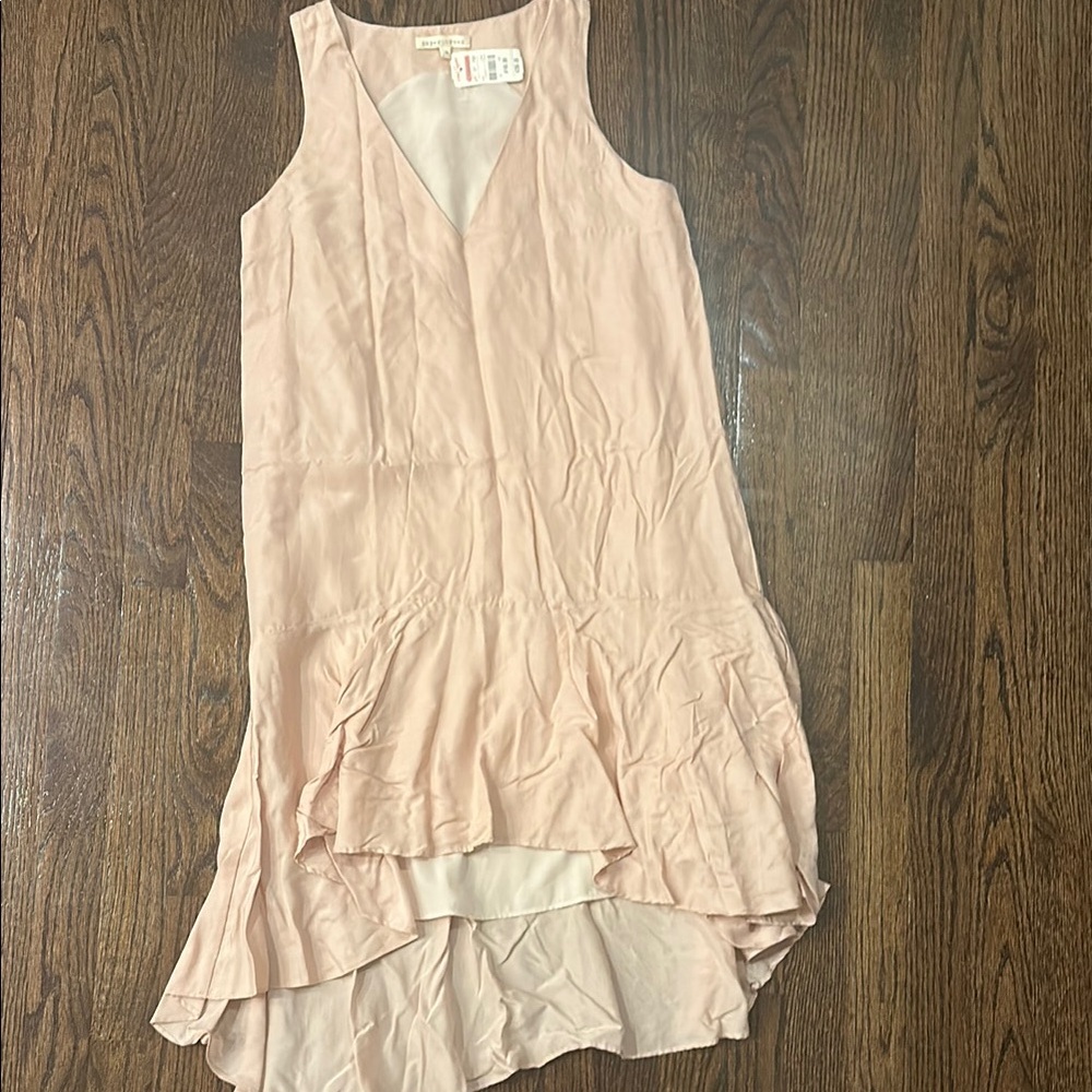 Pink Asymmetrical High-Low Sundress with V-Neck